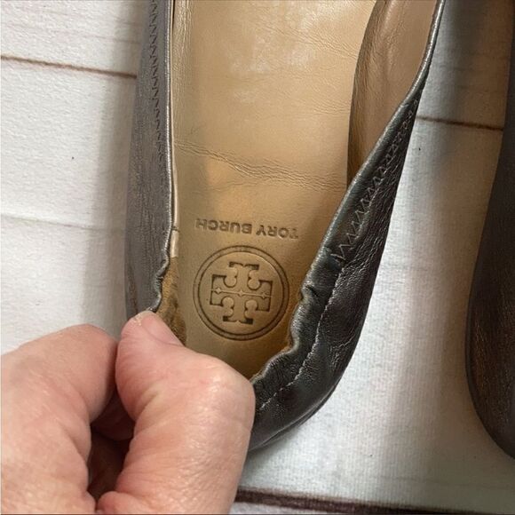 Tory Burch Minnie Travel Ballet Flats In Gunmetal - Picture 9 of 14